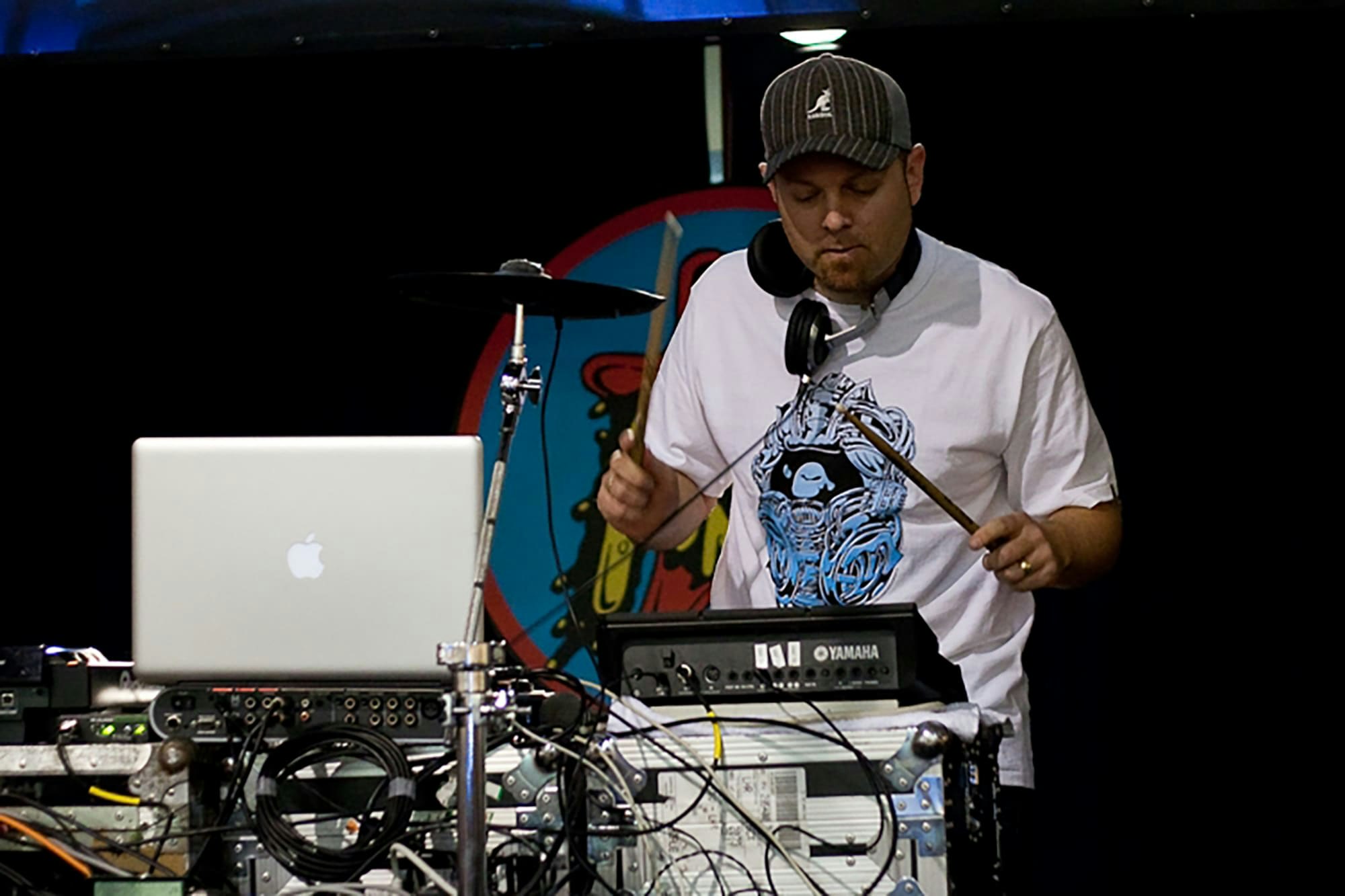 DJ Shadow during an in-store performance, Amoeba L.A., October 24, 2011.